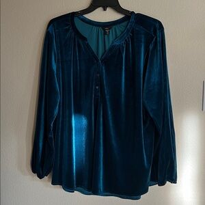 Intro. Deep Teal Velvet Blouse